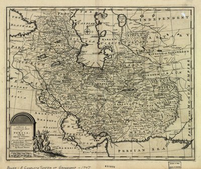 The Map of the Persian Empire in 1747 at the Time of Afsharid Dynasty by Emanuel Bowen